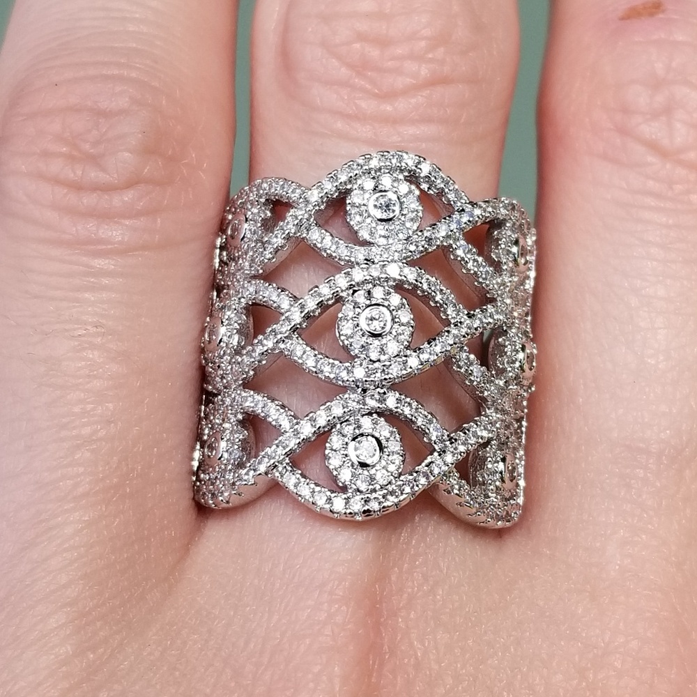 🆕️Sterling Silver-White Sapphire Ring Sz 9